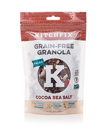 Kitchfix Grain Free Paleo Granola - Cocoa Sea Salt - Gluten Free NON GMO - Healthy & Crunchy Low Carb Snack - Breakfast Cereal (10oz)