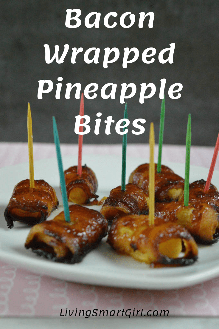 Bacon Wrapped Pineapple Bites on Plate